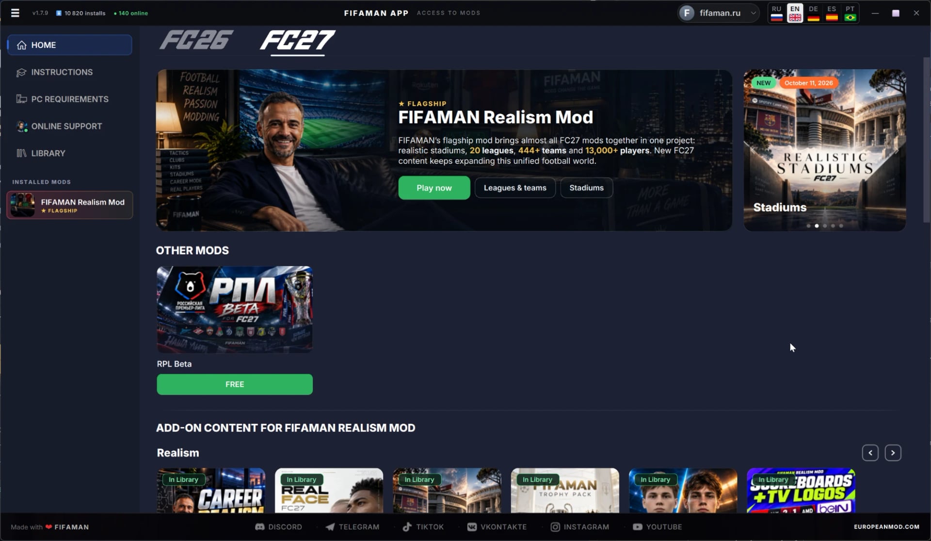 FIFAMAN App — mod library for FC 27